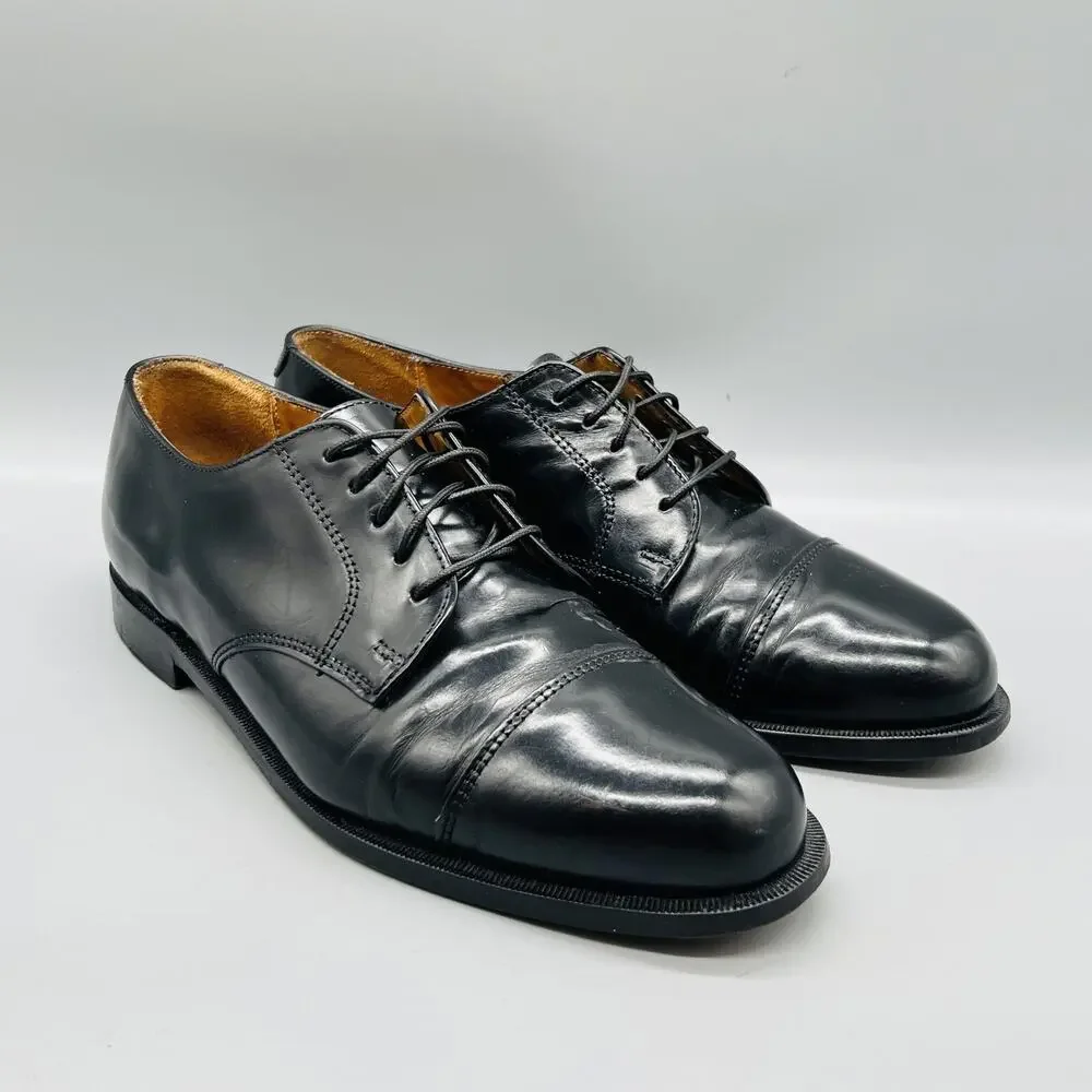 Cole Haan Shoes Men 8.5 Black Leather Cap Toe Derby Oxford Dress Slip On Classic